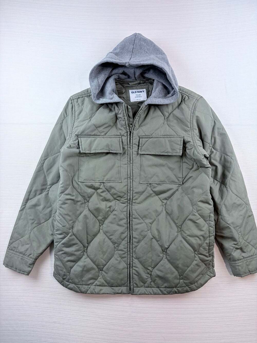 Old Navy Women’s Quilted Jacket Size XXL (18) Green Hooded Utility